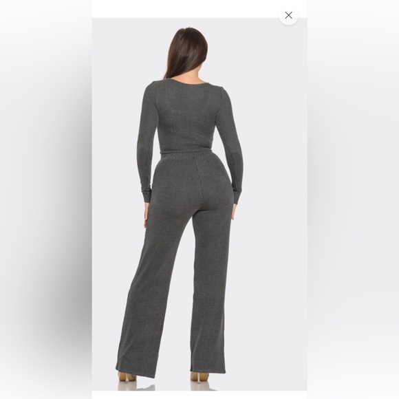 #326 Charcoal 2 piece long sleeve pant set - Picture 3 of 3